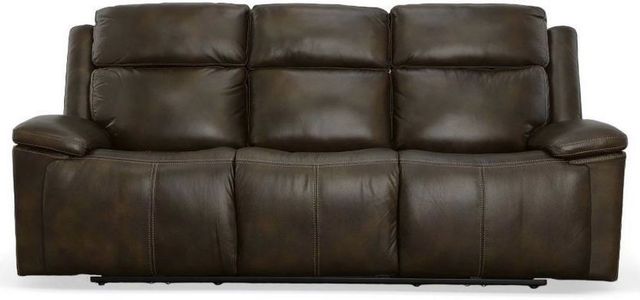 Flexsteel® Chance Dark Brown Power Reclining Sofa with Power Headrests-1