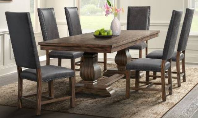 Elements International Gramercy 7-Piece Chocolate/Weathered Brown Rectangular Dining Set-4