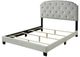 Bernards Olivia Gray Upholstered Queen Panel Bed in a Box-3