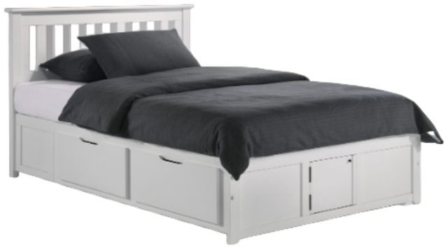 Night & Day Furniture™ Spices Bedroom White Twin Drawer Pedestal Bed-0