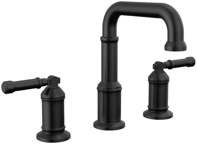 Delta Broderick® Matte Black 2-Handle Lever Widespread Bathroom Faucet-0