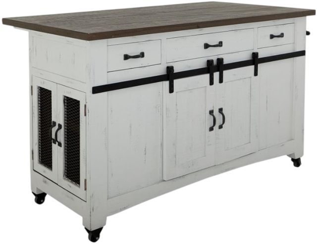 International Furniture Direct Pueblo White Kitchen Island-0