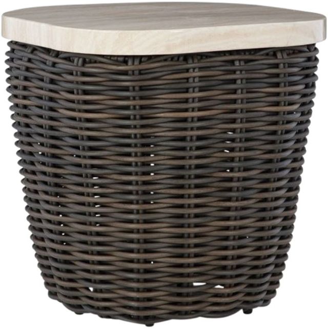 Signature Design by Ashley® Kimora Beige/Dark Brown Wicker Outdoor End Table-0