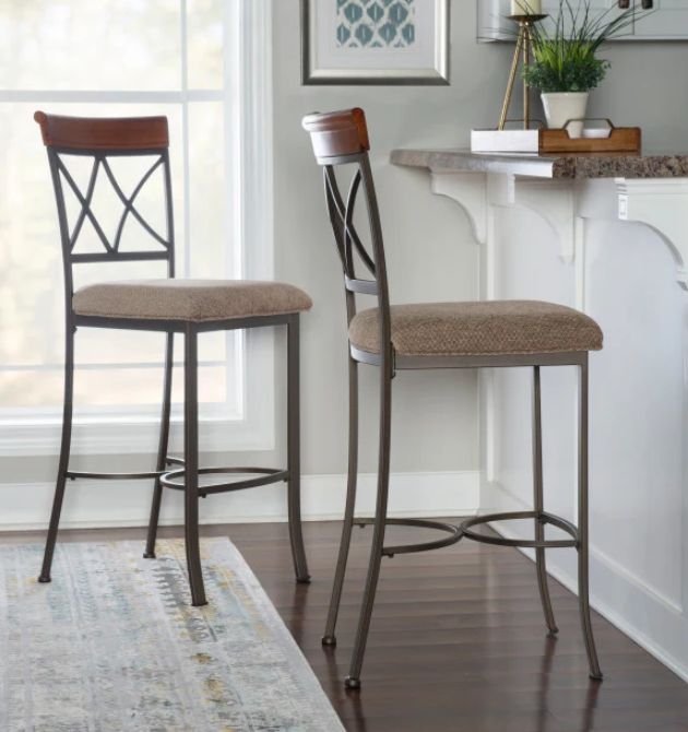 Powell® Hamilton Bronze/Medium Cherry Bar Stool-1