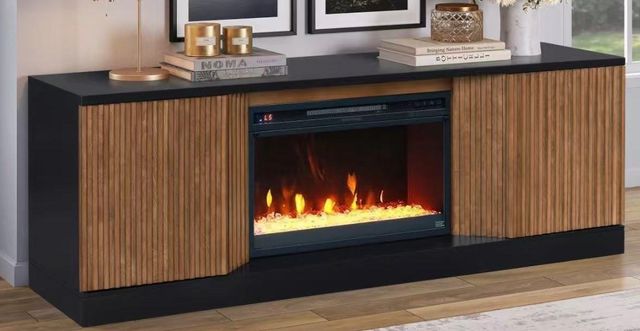 Legends Home Sutton Black/Brown 68" Fireplace Console-1