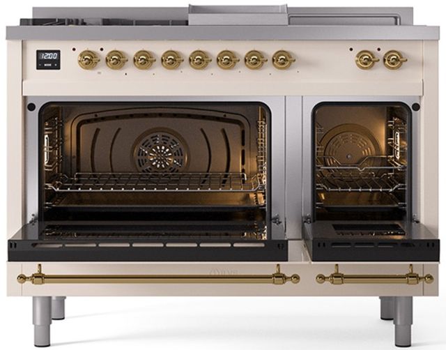 Ilve® Nostalgie II Series 48" Antique White Pro Style Dual Fuel Range-1