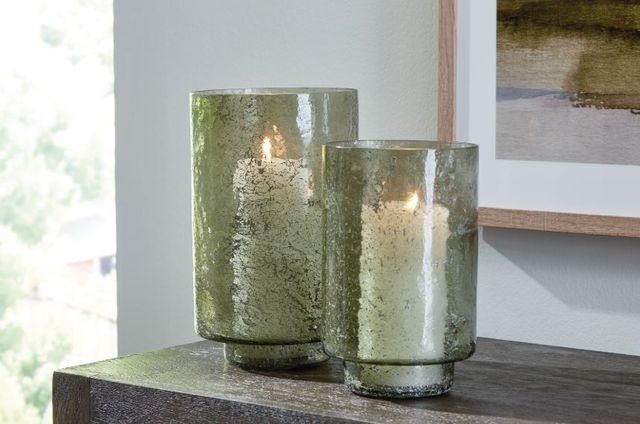 Signature Design by Ashley® Clarkton 2-Piece Green Candle Holder Set-3