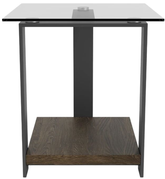 Riverside Furniture Cortland Tempered Glass Side Table with Saddle Oak Base-2
