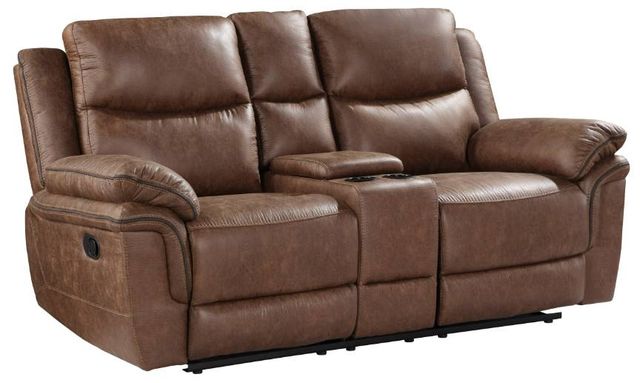 New Classic® Home Furnishings Ryland Brown Manual Dual Reclining Loveseat-0