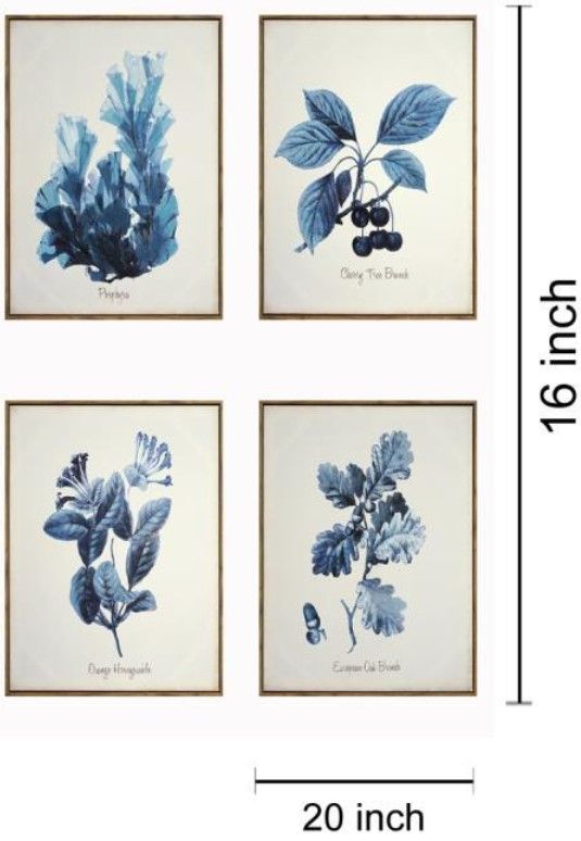 Classy Living 4-piece Indigo Botanical Quartet Frame Print-2