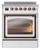 Ilve® Nostalgie II Noblesse 30'' White Pro Style Induction Range with Burnished Trim-1
