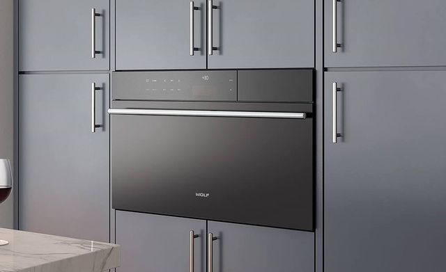 Wolf® M Series 30" Black Contemporary Single Electric Steam Wall Oven-3
