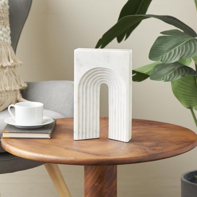 Deco Marche White Rectangular Geometric Sculpture-4