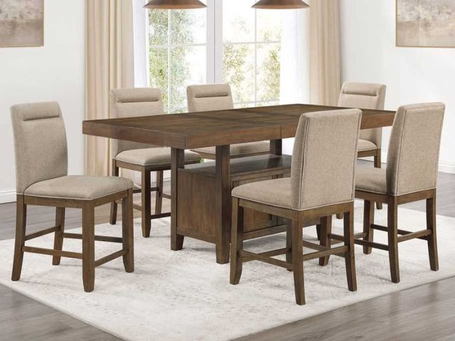 Steve Silver Co. Garland 7-Piece Distressed Toffee/Gray Counter Dining Table Set-1