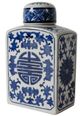 A & B Home Ren Blue/White Lidded Jar-0