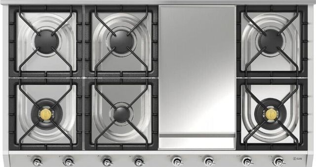 Ilve Nostalgie II 48” Stainless Steel Liquid Propane Cooktop with 8 Burners, Griddle and Chrome Trim-0