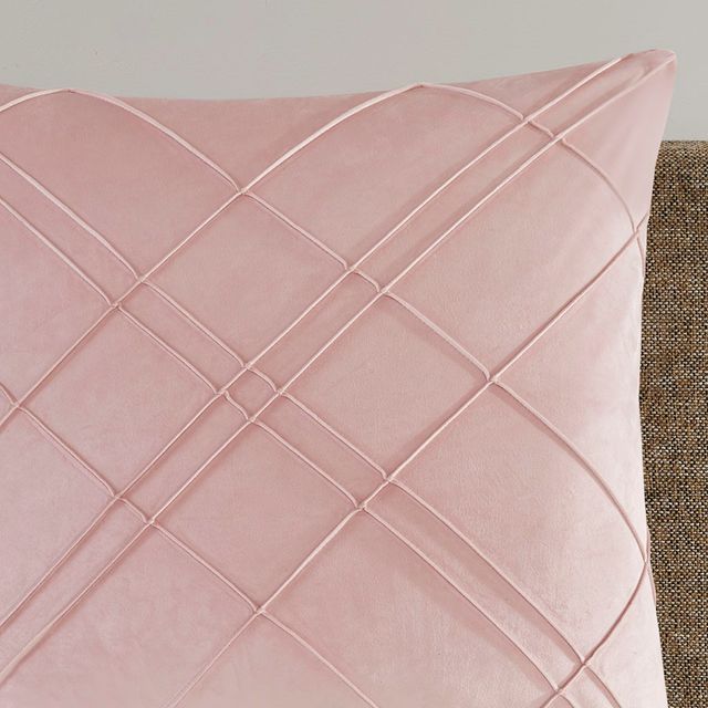 Olliix by CosmoLiving Naomi Blush 20" x 20" Pleated Velvet Decorative Pillow-2