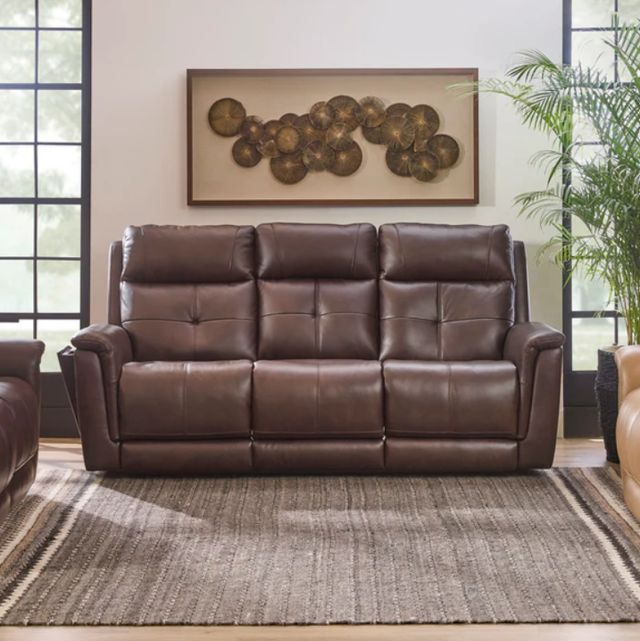 Flexsteel® Ranger Rustic Brown Leather Power Reclining Sofa with Console-1
