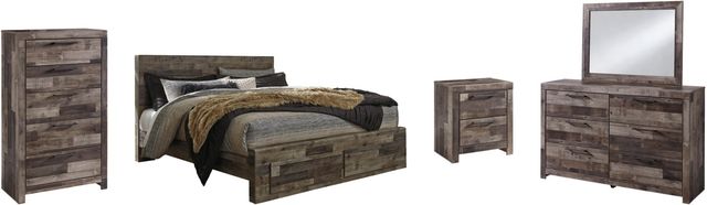 Benchcraft® Derekson 5-Piece Multi Gray King Storage Panel Bed Set-0