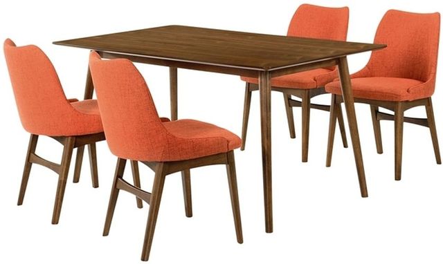 Armen Living Westmont and Azalea 5-Piece Orange/Walnut Dining Set-0