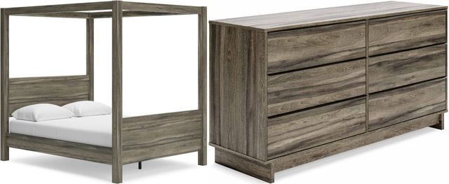 Signature Design by Ashley® Shallifer 2-Piece Brown Queen Canopy Bed Set-0