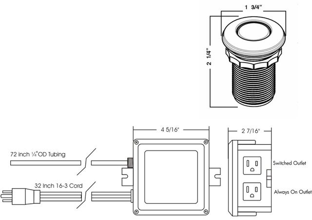 Rohl® Stainless Steel Air Switch Button with Control Box-1