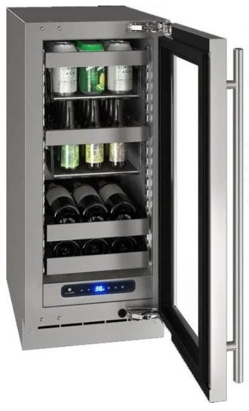 U-Line® Glass/Stainless Steel 15" Undercounter Beverage Center-1