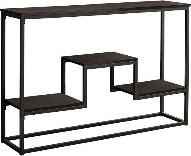Monarch Specialties Inc. Espresso 48"L with Black Metal Hall Console Table-0