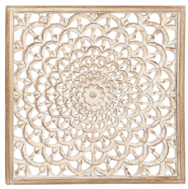 Deco Marche Floral Handmade Intricately Carved Brown Wall Art-0