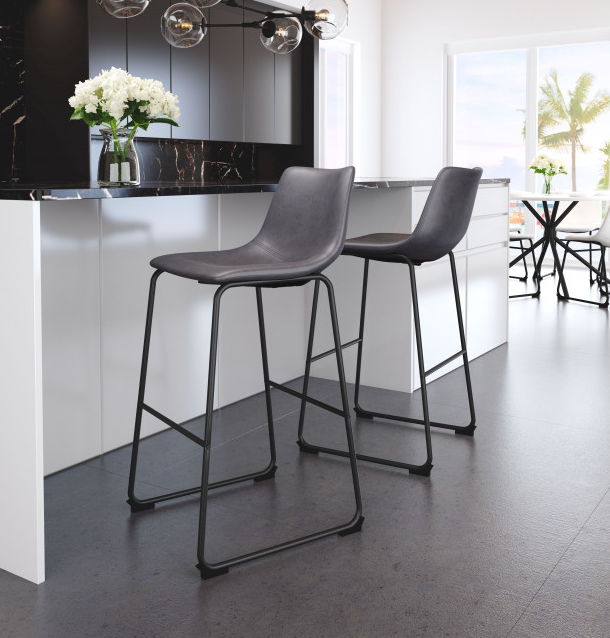 Zuo® Modern Smart 2-Piece Charcoal Counter Chairs-2