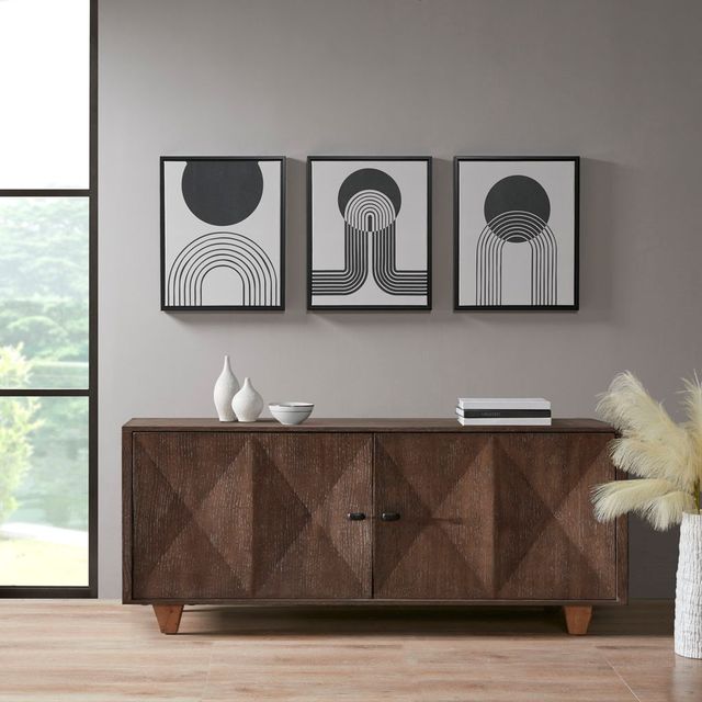 Olliix by Urban Habitat Cosmic Curl 3 Piece Set Black/Taupe Framed Canvas-4
