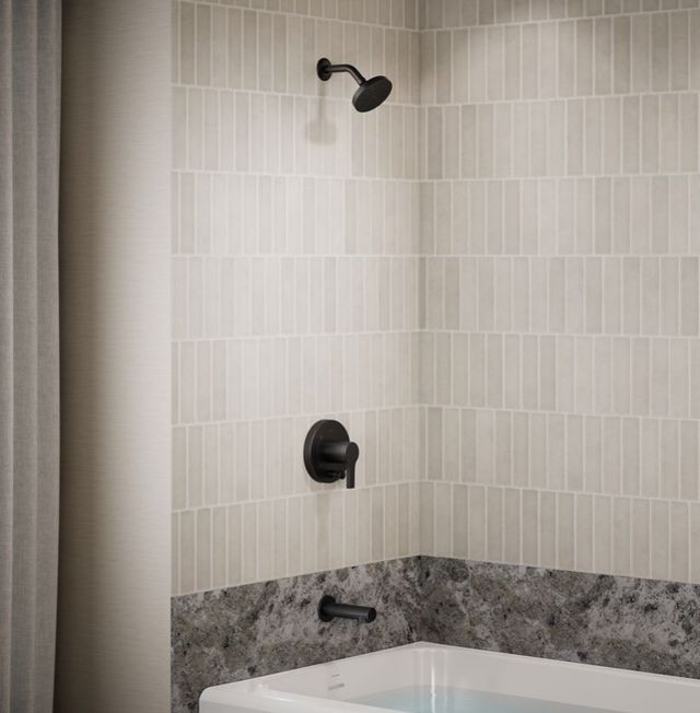 KOHLER® Elate® Rite-Temp® Matte Black 1.5 GPM Bath and Shower Trim Kit with Push-Button Diverter-1