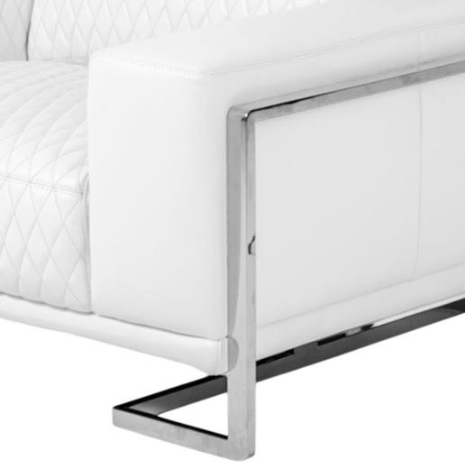 Michael Amini® Mia Bella Stainless Steel/White Leather Chair and a Half-2
