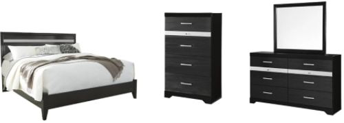 Signature Design by Ashley® Starberry 4-Piece Black King Panel Bed Set-0