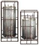 Crestview Collection Plaid 2-Piece Silver Hurricanes Candleholder Set-1