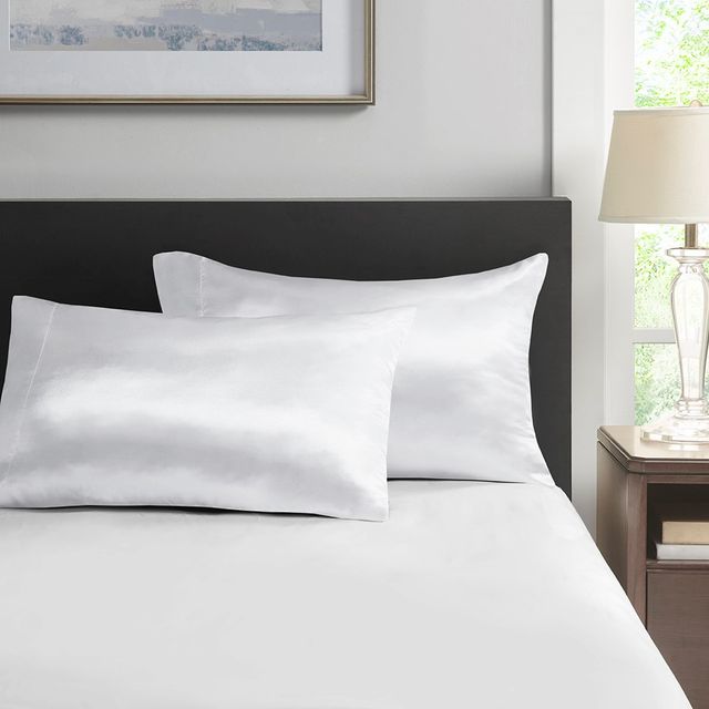 Olliix by Madison Park Essentials Satin 2-Piece White King Pillow Case-0
