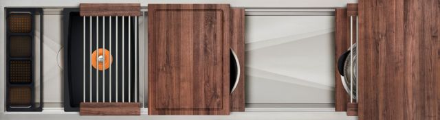 The Galley® American Black Walnut / Graphite Resin+ Ideal Work&WashStation™ 6D with Five Tool Culinary Kit and Four Tool Wash Kit-0