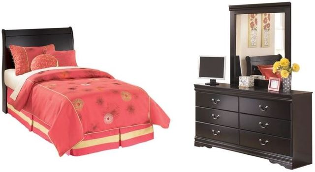 Signature Design by Ashley® Huey Vineyard 2-Piece Black Twin Sleigh Headboard Set-0