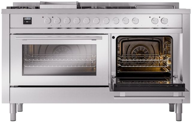 Ilve® Professional Plus II 60" Stainless Steel Pro Style Dual Fuel Range-3