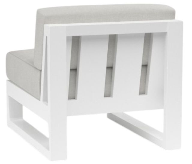 Sunset West Newport Satin White Aluminum Armless Outdoor Club Chair with Cast Silver Cushion-2
