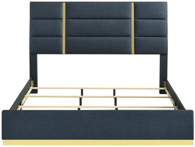Coaster® Ines Upholstered Navy 52" Panel Eastern King Bed-1
