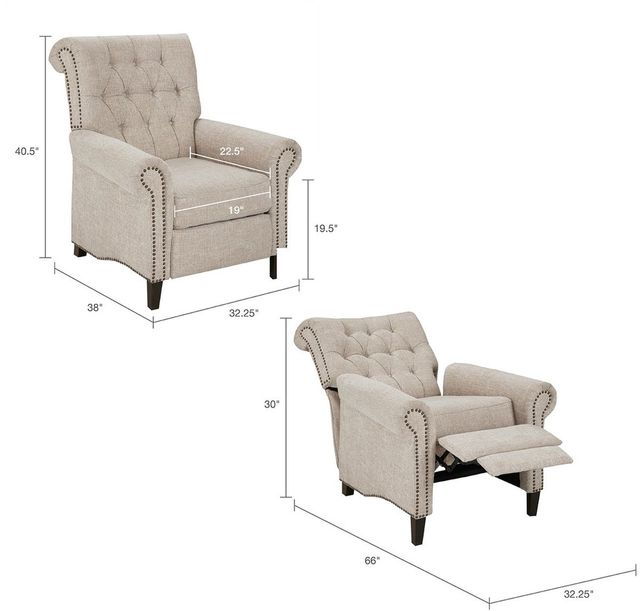 Olliix by Madison Park Cream Aidan Push Back Recliner-1
