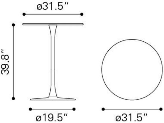 Zuo® Modern Soleil White Steel Outdoor Bar Table-3