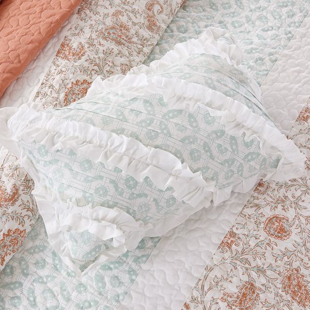Olliix by Madison Park 6 Piece Coral Full/Queen Dawn Cotton Percale Reversible Coverlet Set-3