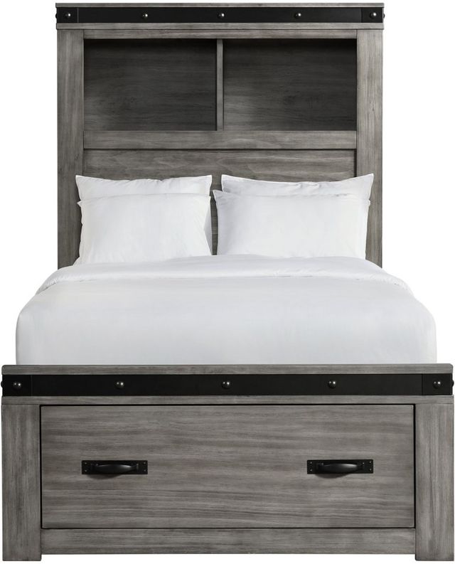 Elements International Wade Gray Twin Youth Platform Storage Bed-3