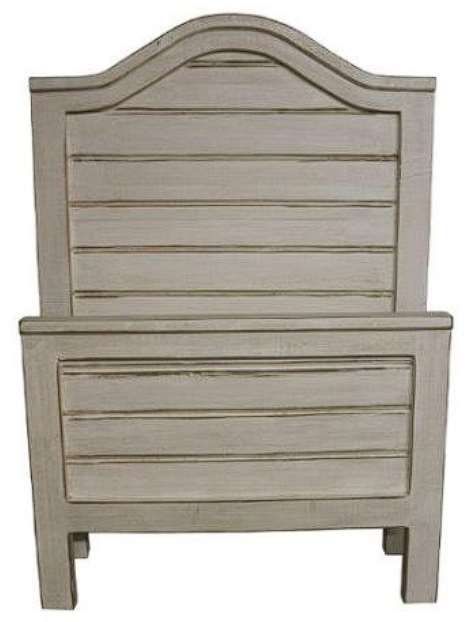 Million Dollar Rustic Frosted White Twin Ranch Panel Bed-0