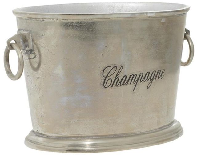 Deco Marche Silver Aluminum Metal Champagne Ice Bucket with Ring Handles-0