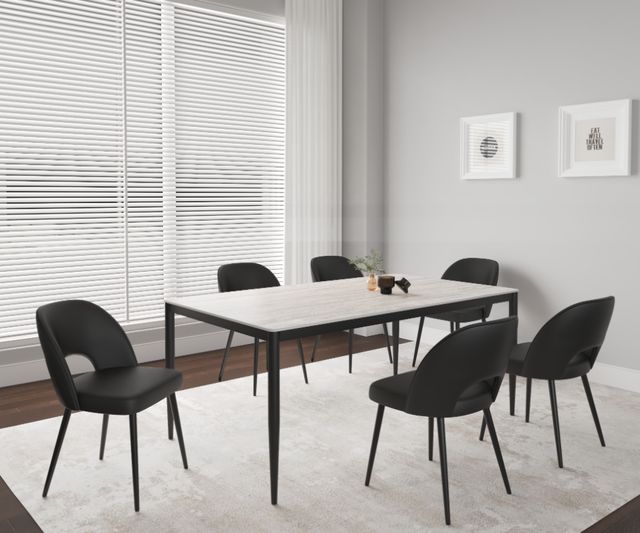 Cramco Marta Fossil Stone Top 70" Dining Table with Matte Black Base-1