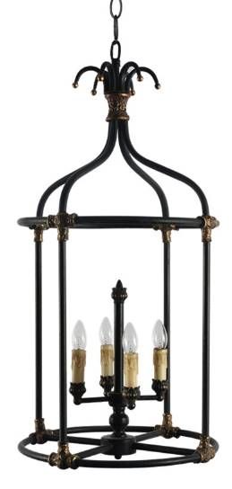 YHD Rustic Black 4-Light Chandelier-2