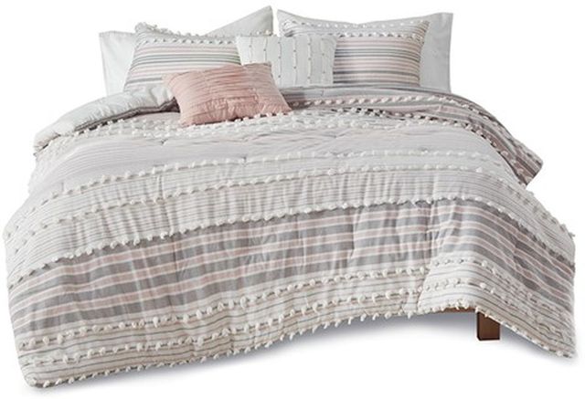 Olliix by Urban Habitat Blush Full/Queen Calum Cotton Jacquard Comforter Set-0